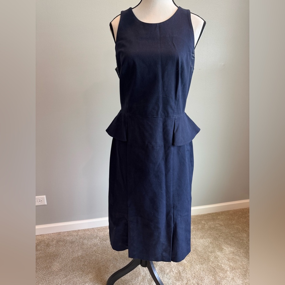Banana Republic Midi Dress with Elegant Peplum in Navy, size 12